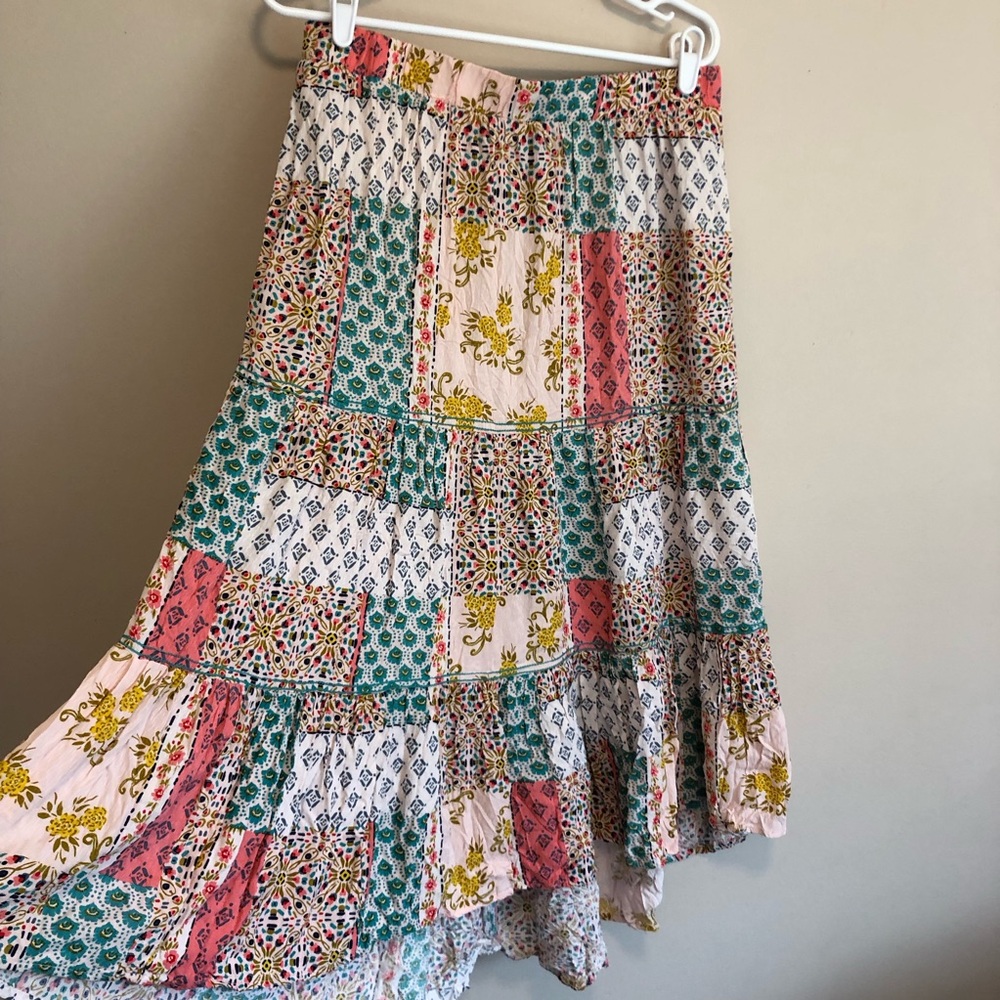 Democracy Patchwork Floral Maxi Skirt